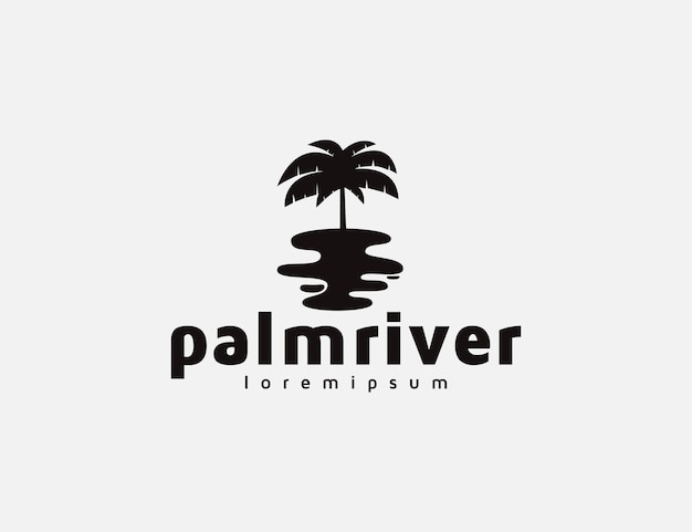 Palm tree and river logo illustration