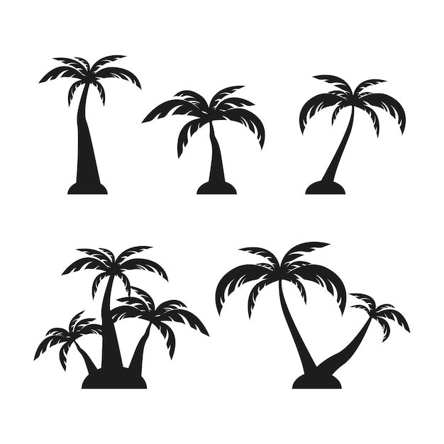 Palm tree silhouette clip art sets