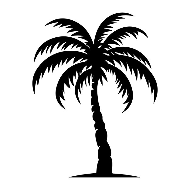 Vector palm tree silhouette clipart on a white background