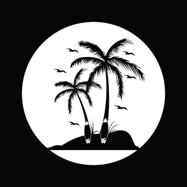 Vector palm tree silhouette icon vector illustration