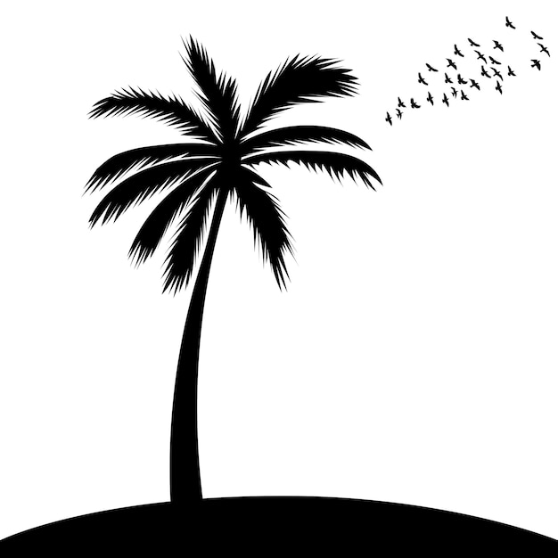 Palm tree silhouette on white background isolated vector