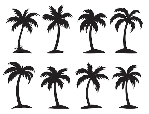 Вектор Коллекция силуэтов пальмовых деревьев