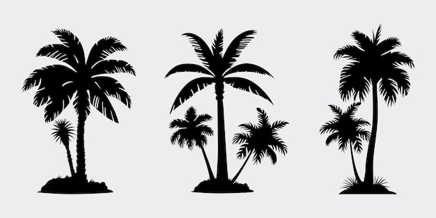 Силуэты пальм. летний логотип пальмы.