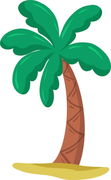 A palm tree standing out against a white background A beautiful palm tree with green leaves Vector