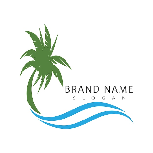 Logo estivo della palma e disegno vettoriale del modello di simbolo