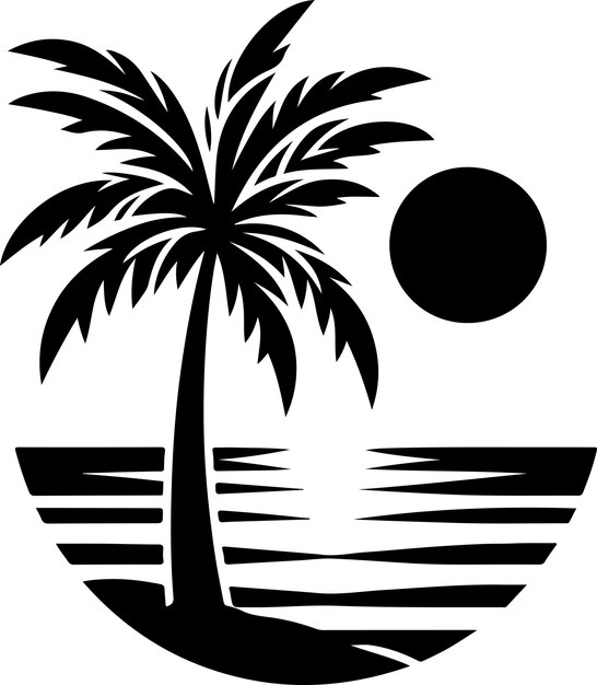 Palm tree summer logo template vector icon black color silhouette 5