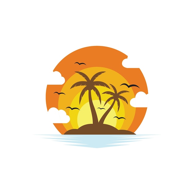 Palm tree summer logo template vector illustration