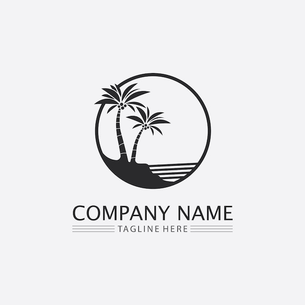 Palm tree summer logo template vector illustration