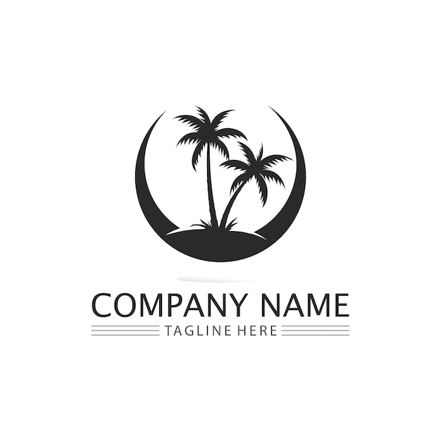 Palm tree summer logo template vector illustration