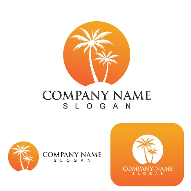 Palm tree summer logo template vector illustration