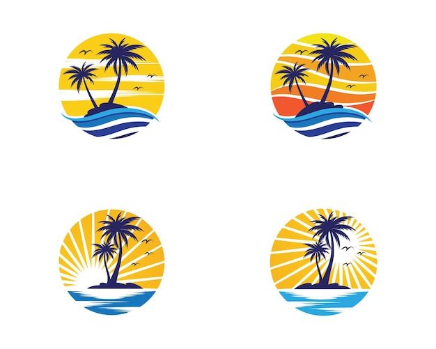 Palm tree summer logo template