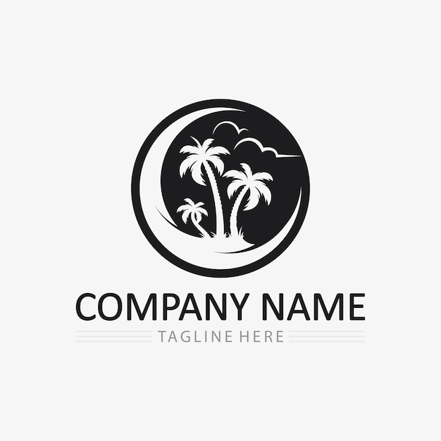 Vector palm tree summer logo template