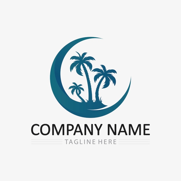 Palm tree summer logo template