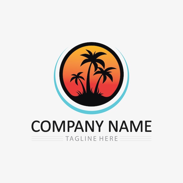 Palm tree summer logo template