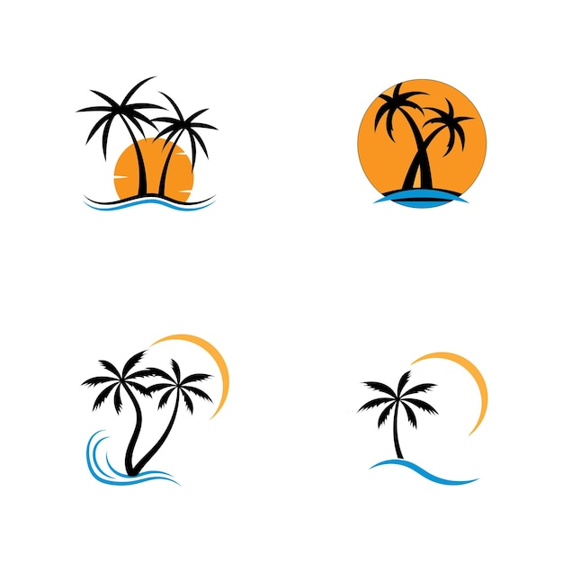 Palm tree summer logo template