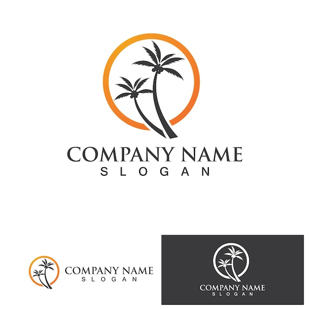 Palm tree summer logo template