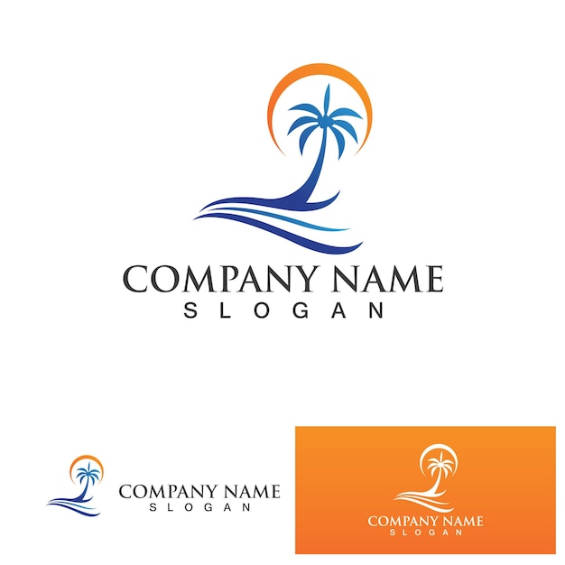 Palm tree summer logo template