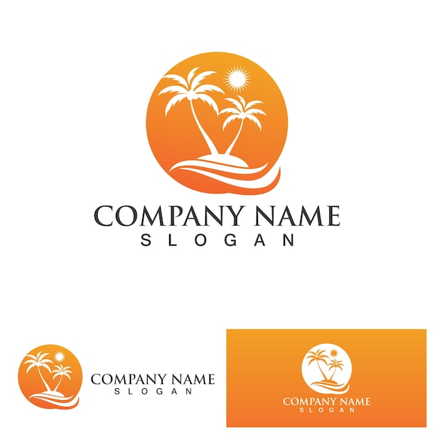 Palm tree summer logo template