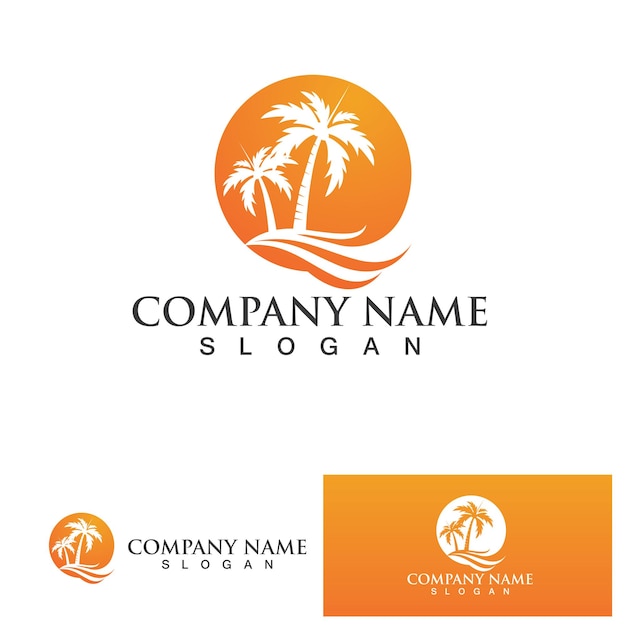 Palm tree summer logo template