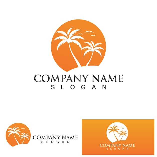 Palm tree summer logo template