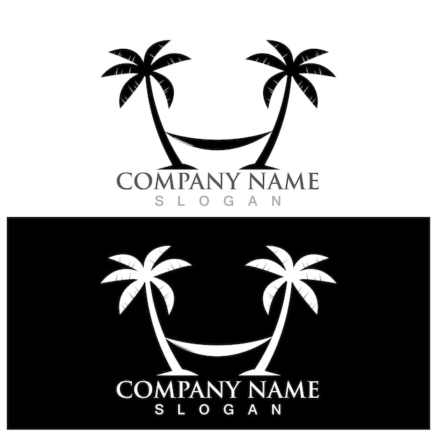 Palm tree summer logo and vector template