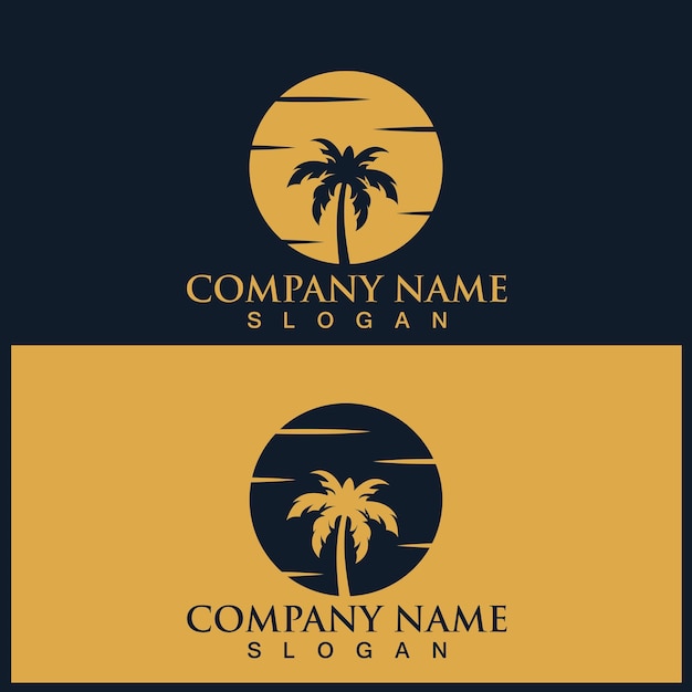 Palm tree summer logo and vector template