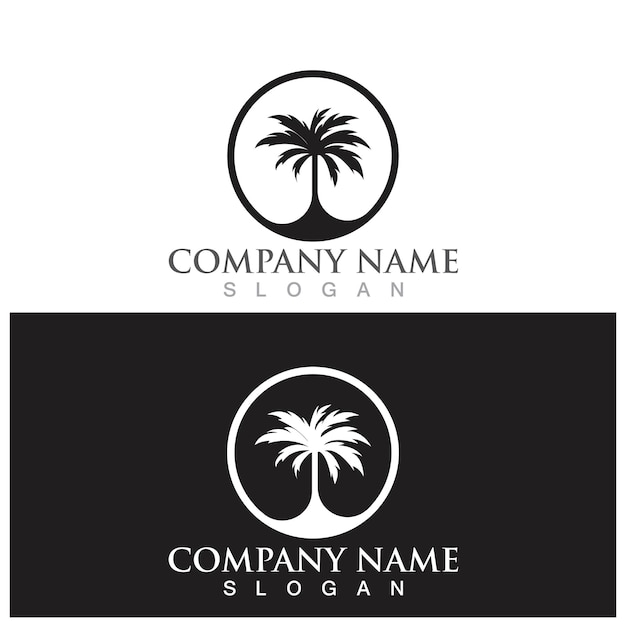 Palm tree summer logo and vector template