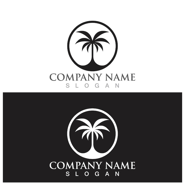 Palm tree summer logo and vector template