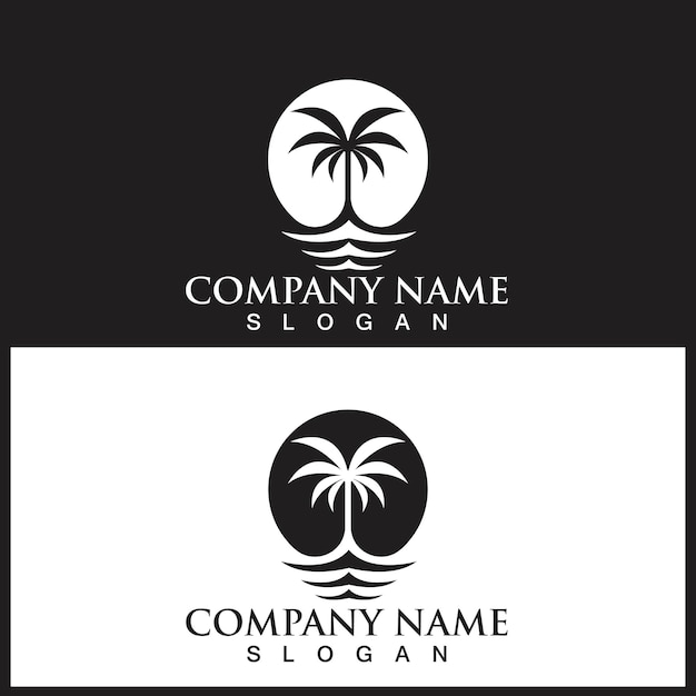 Palm tree summer logo and vector template