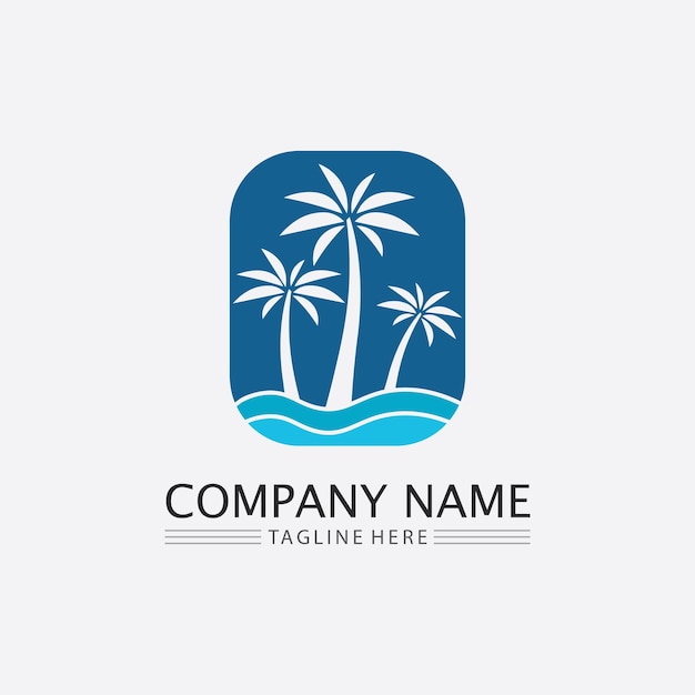 Пальмовое лето и тропический дизайн логотипа шаблона векторной иллюстрации