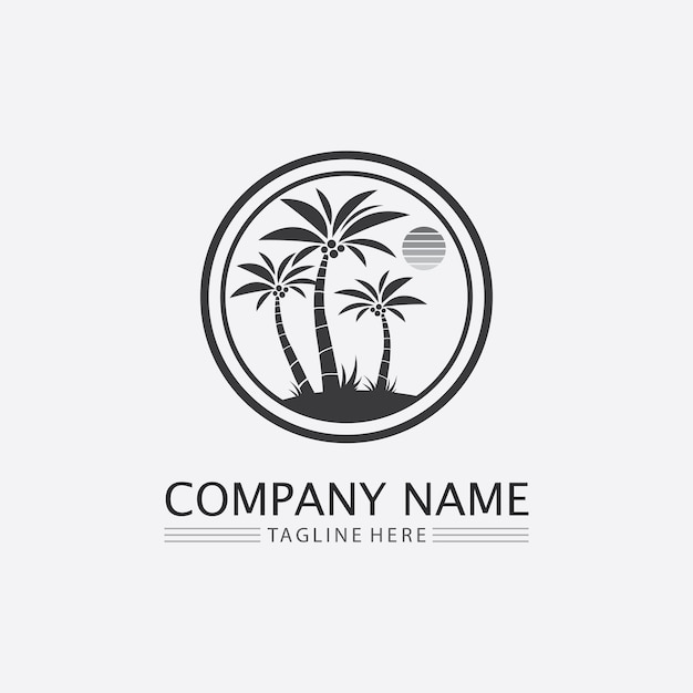 Palm tree summer and tropical design logo template vector illustration