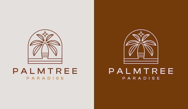 Palm Tree Summer Tropical monoline Universal creative premium symbol Vector sign icon logo template Vector illustratie