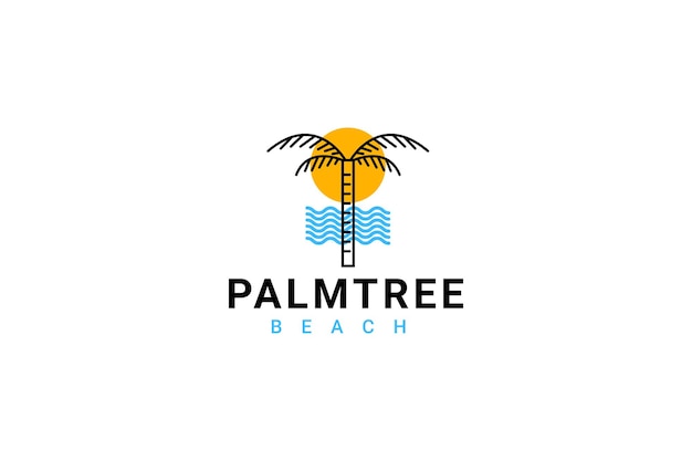 Palm Tree At Sunrise Minimalist Logo Template