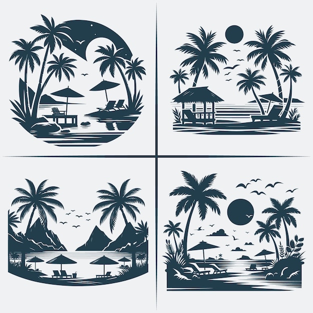 Palm Tree svg vector silhouette Bundle file