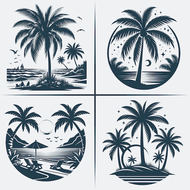 Palm Tree svg vector silhouette Bundle file