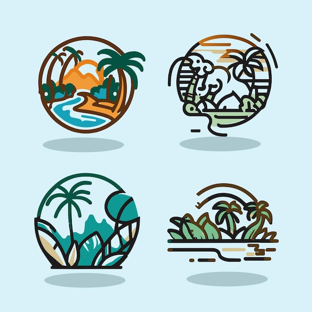 palm tree tropical island vector element