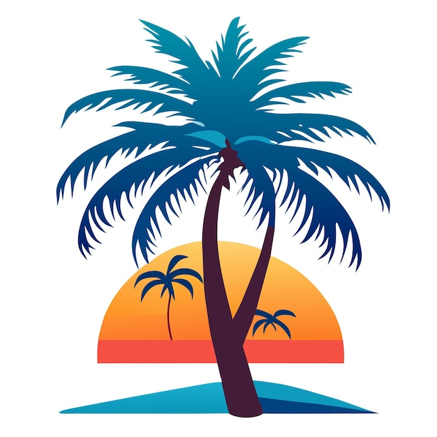 Vector palm tree vector graphic in flat design concept on white