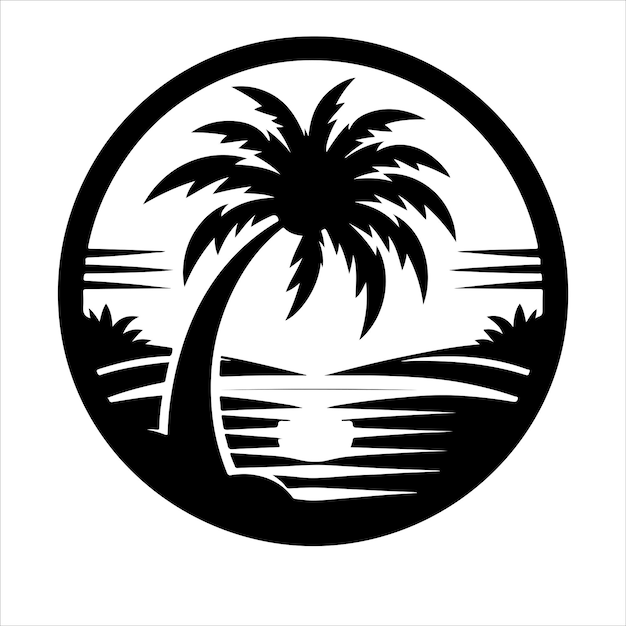 Palm tree vector logo silhouette palm icon vector Beach surfing icon logo design