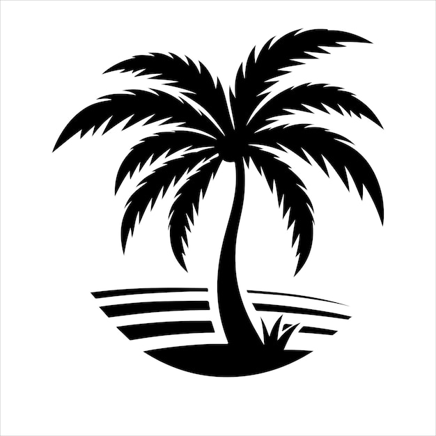 Palm tree vector logo silhouette palm icon vector Beach surfing icon logo design