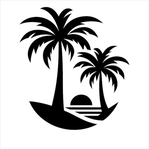 Вектор логотипа пальмового дерева силуэт пальмового икона вектор пляжный серфинг икона дизайн логотипа