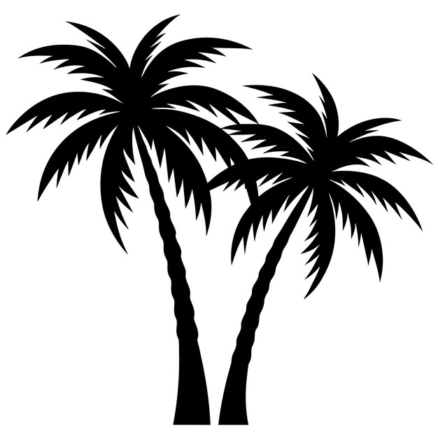 Palm Tree vector silhouette black color illustration 24
