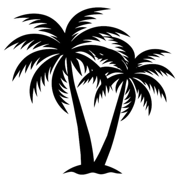 Vector palm tree vector silhouette black color illustration 44