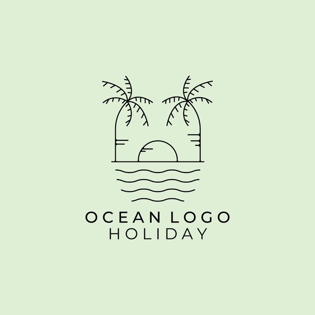 Palm tree vintage logo vector illustration design line art palm tree logo design