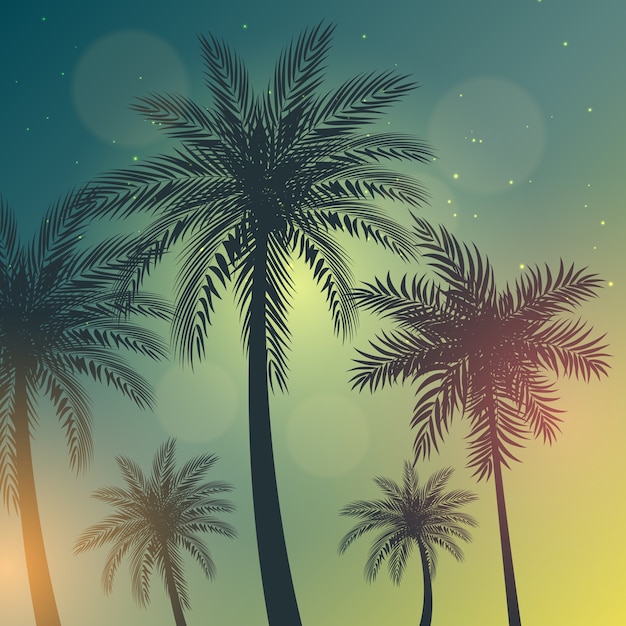 Vector palm trees background illustration