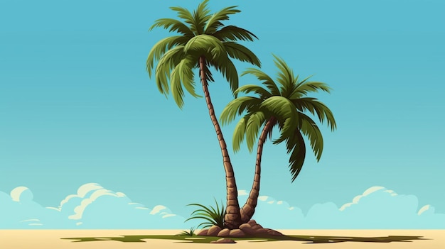 Vector palm trees on the beach