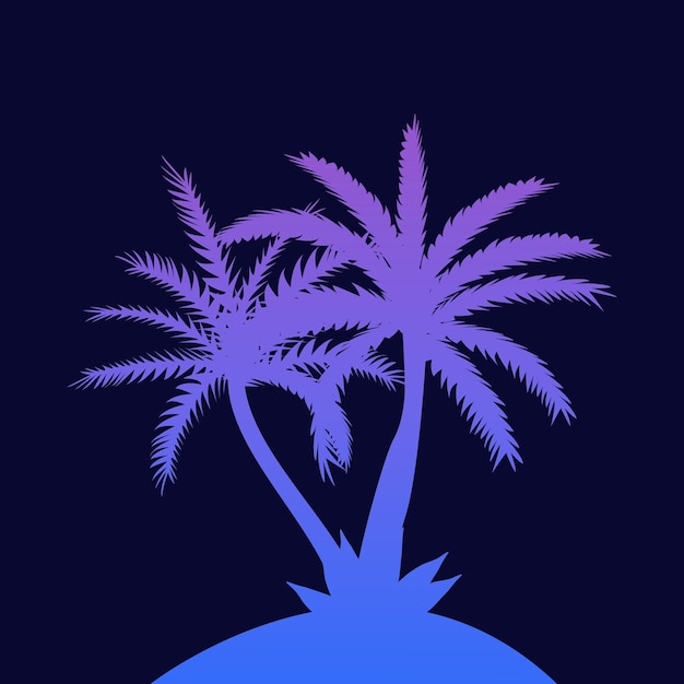 Vector palm trees on a blue background