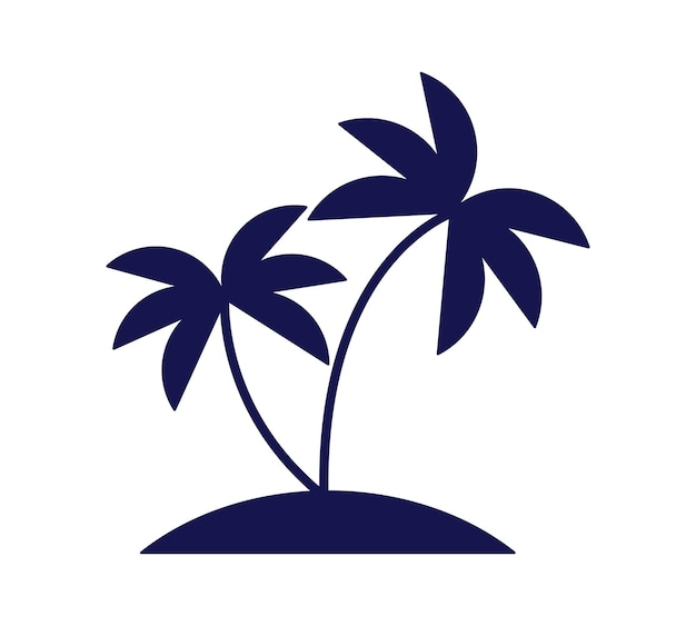 Vector palm trees on island flat line color isolated vector object beach small isle editable clip art image on white background simple outline cartoon spot illustration for web design