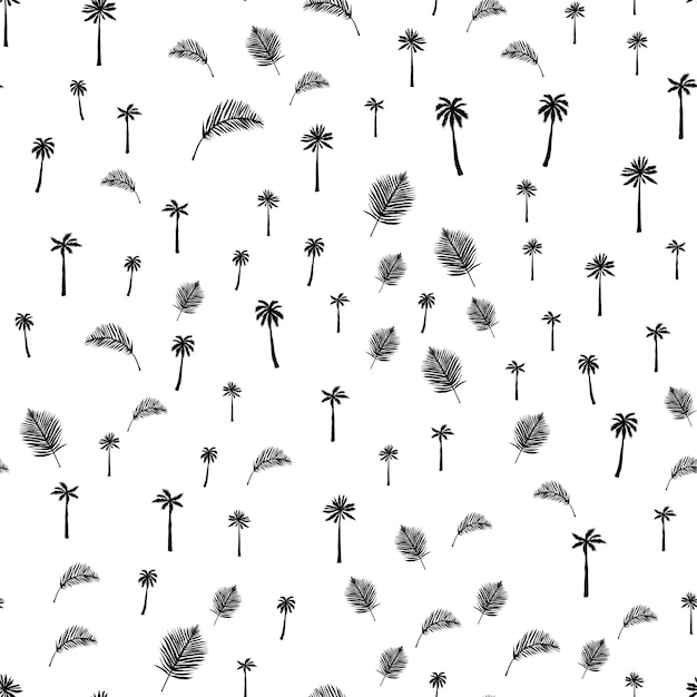 Palm trees Seamless pattern Vector illustration on a white background