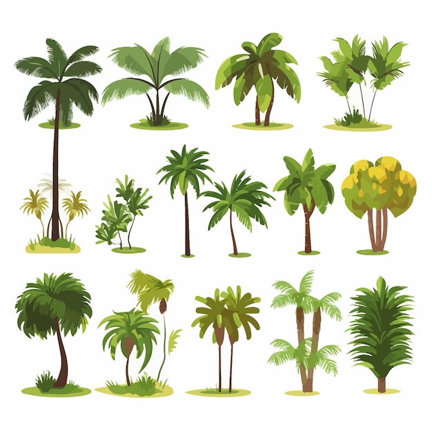 Vettore palm_trees_set_graphic_elements_in_flat_design