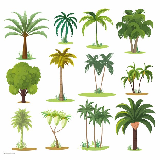 Vector palm_trees_set_graphic_elements_in_flat_design